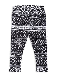 De Moza Kids - Girls Ankle Length Leggings  Printed Cotton Lycra Black Aop - De Moza (4465241751615)