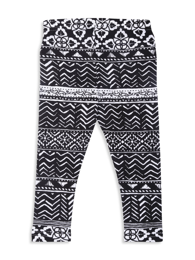 De Moza Kids - Girls Ankle Length Leggings  Printed Cotton Lycra Black Aop - De Moza (4465241751615)