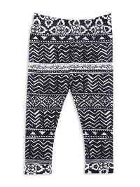 De Moza Kids - Girls Ankle Length Leggings  Printed Cotton Lycra Black Aop - De Moza (4465241751615)
