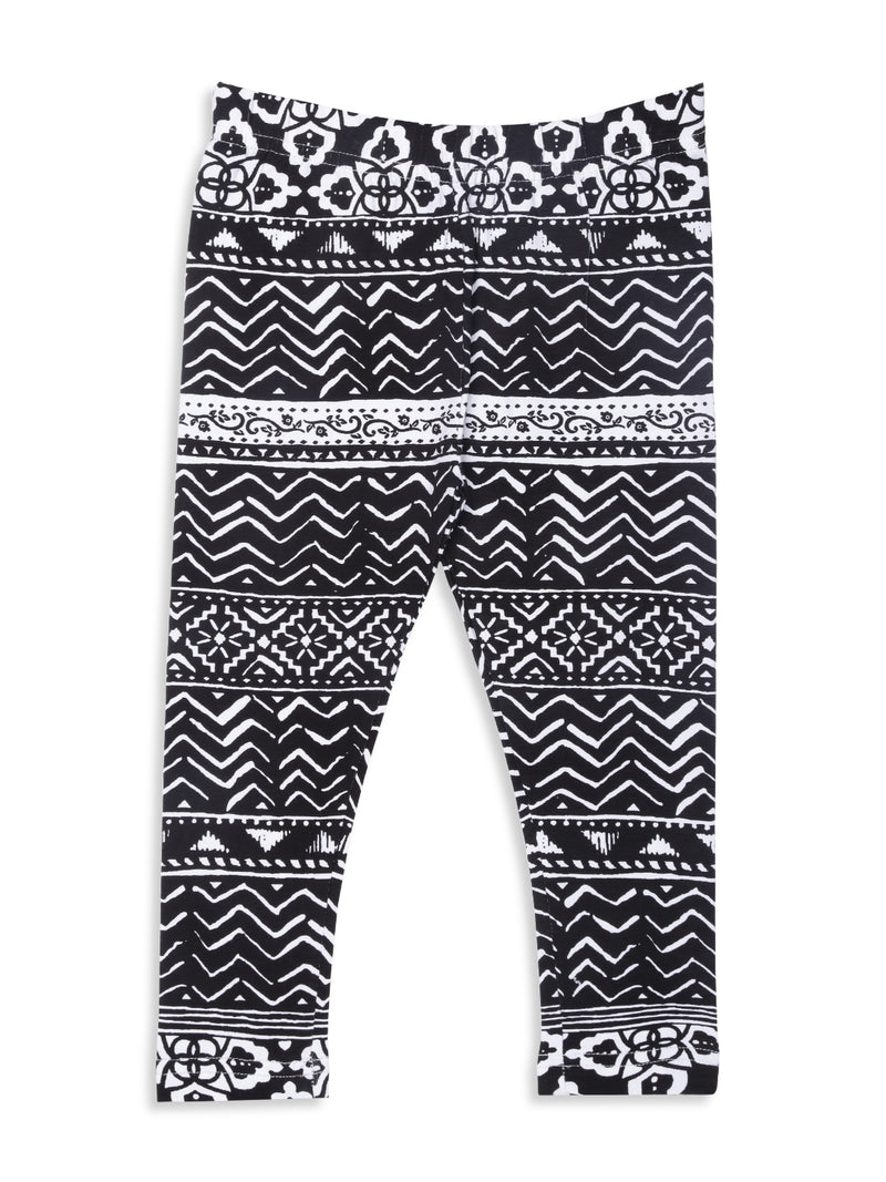 De Moza Kids - Girls Ankle Length Leggings  Printed Cotton Lycra Black Aop - De Moza (4465241751615)