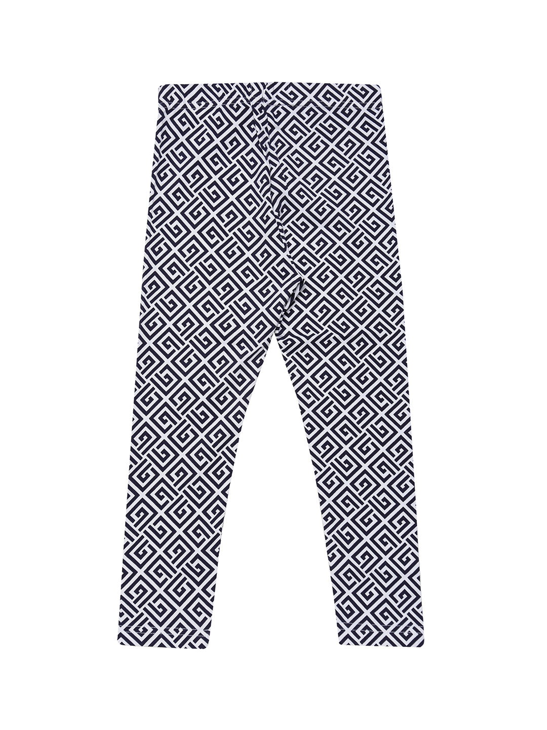 De Moza Kids - Girls Printed Ankle Length Leggings Cotton Dark Navy Blue - De Moza (4465242406975)