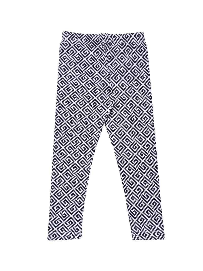 De Moza Kids - Girls Printed Ankle Length Leggings Cotton Dark Navy Blue - De Moza (4465242406975)