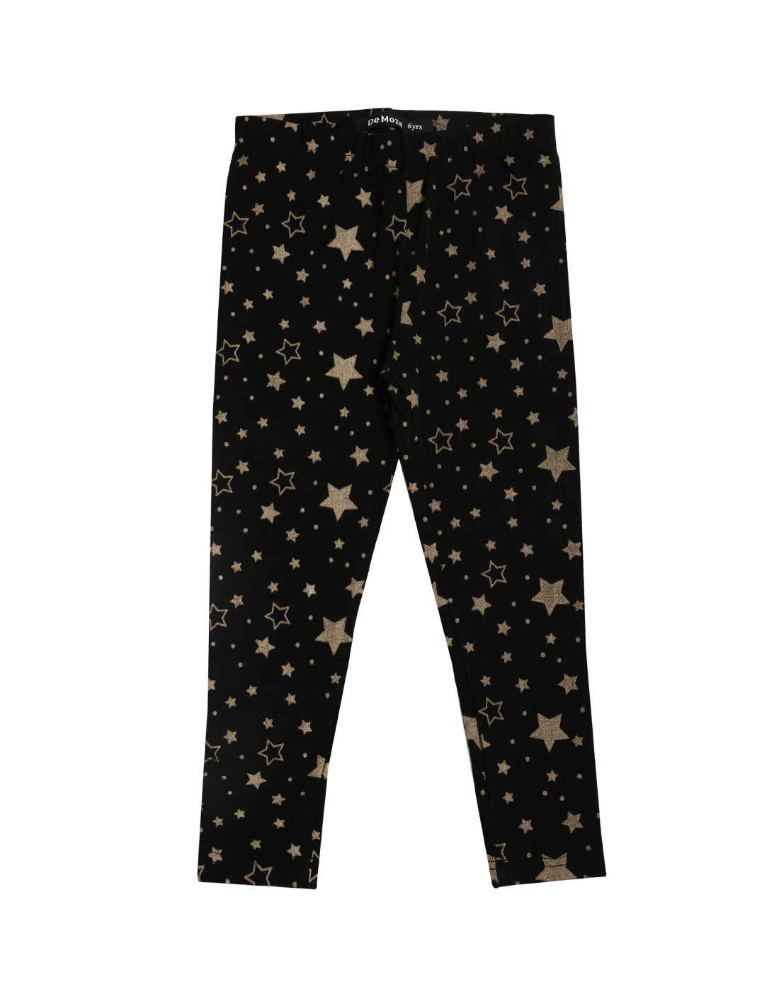 De Moza Kids - Girls Printed Ankle Length Leggings Cotton Black - De Moza (4464288301119)