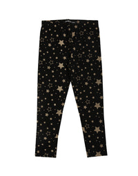 De Moza Kids - Girls Printed Ankle Length Leggings Cotton Black - De Moza (4464288301119)