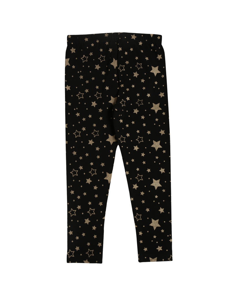 De Moza Kids - Girls Printed Ankle Length Leggings Cotton Black - De Moza (4464288301119)