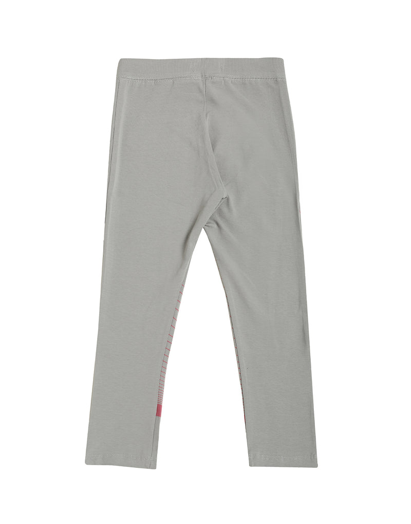 De Moza Kids - Girls Printed Ankle Length Leggings Cotton Grey - De Moza (4464288399423)
