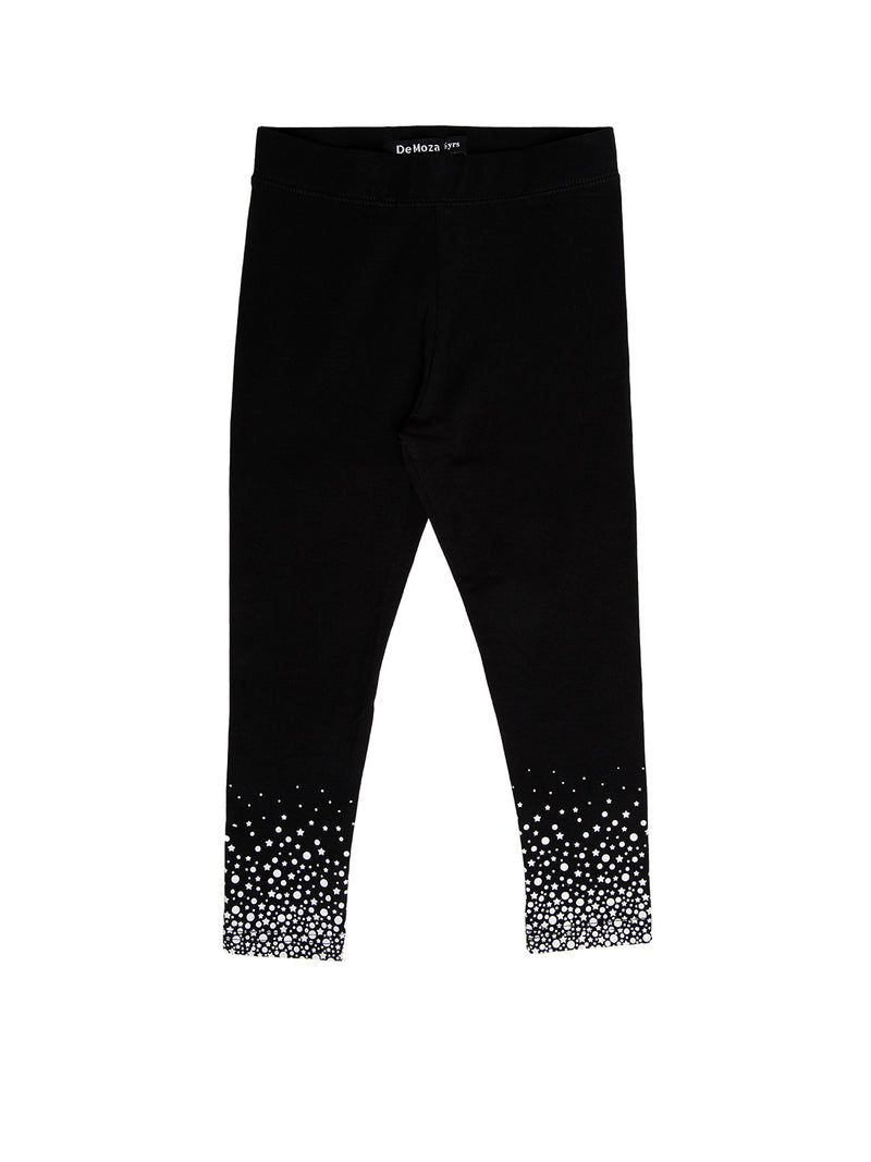 Kids - Girls Printed Leggings Black - De Moza (1943342088255)
