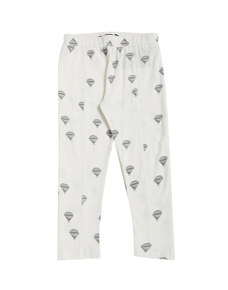 De Moza Kids - Girls Printed Ankle Length Leggings Cotton Ecru - De Moza (4464289349695)