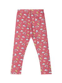 De Moza Kids - Girls Printed Ankle Length Leggings Cotton Dark Pink - De Moza (4464289382463)