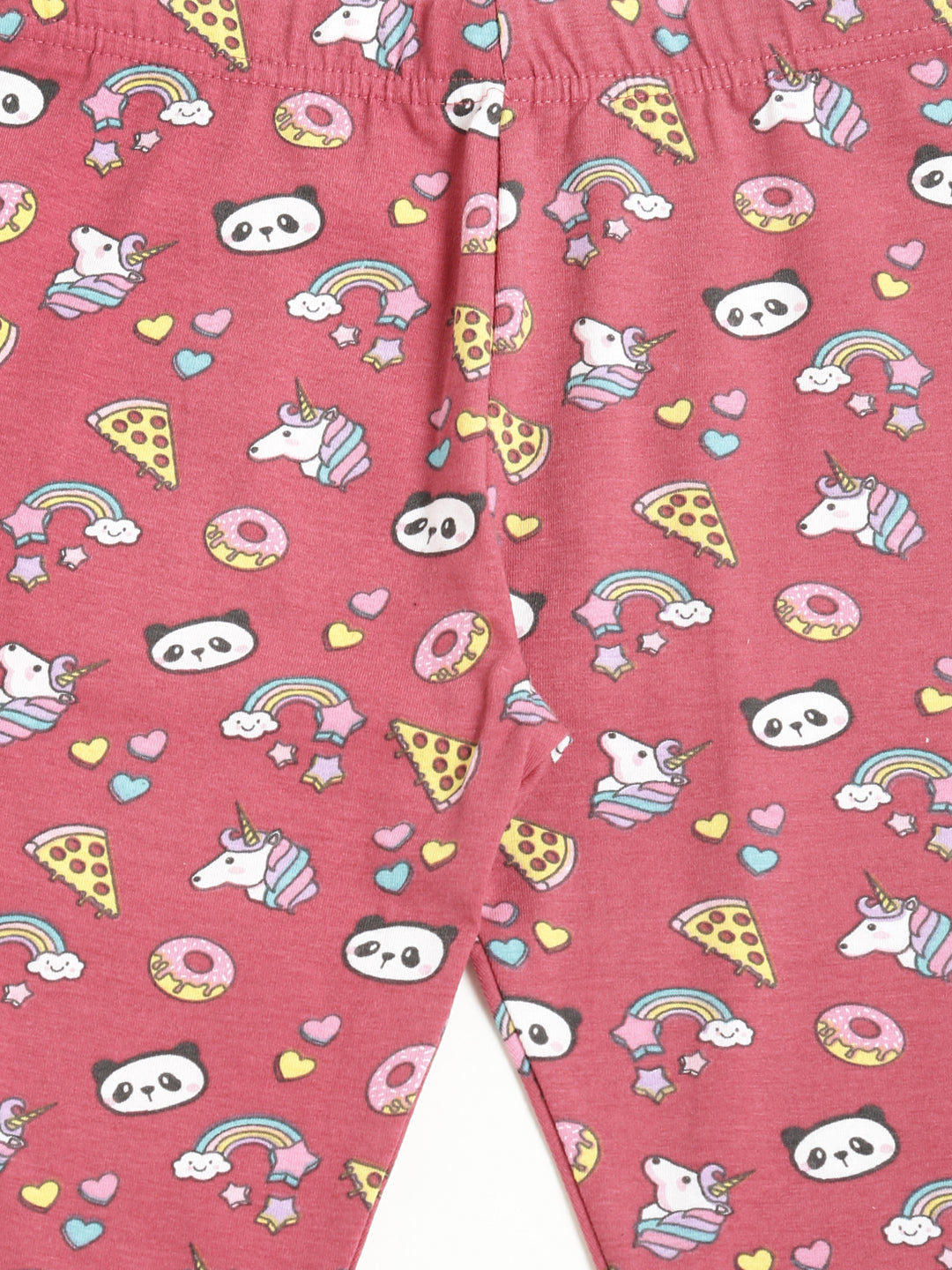 De Moza Kids - Girls Printed Ankle Length Leggings Cotton Dark Pink - De Moza (4464289382463)