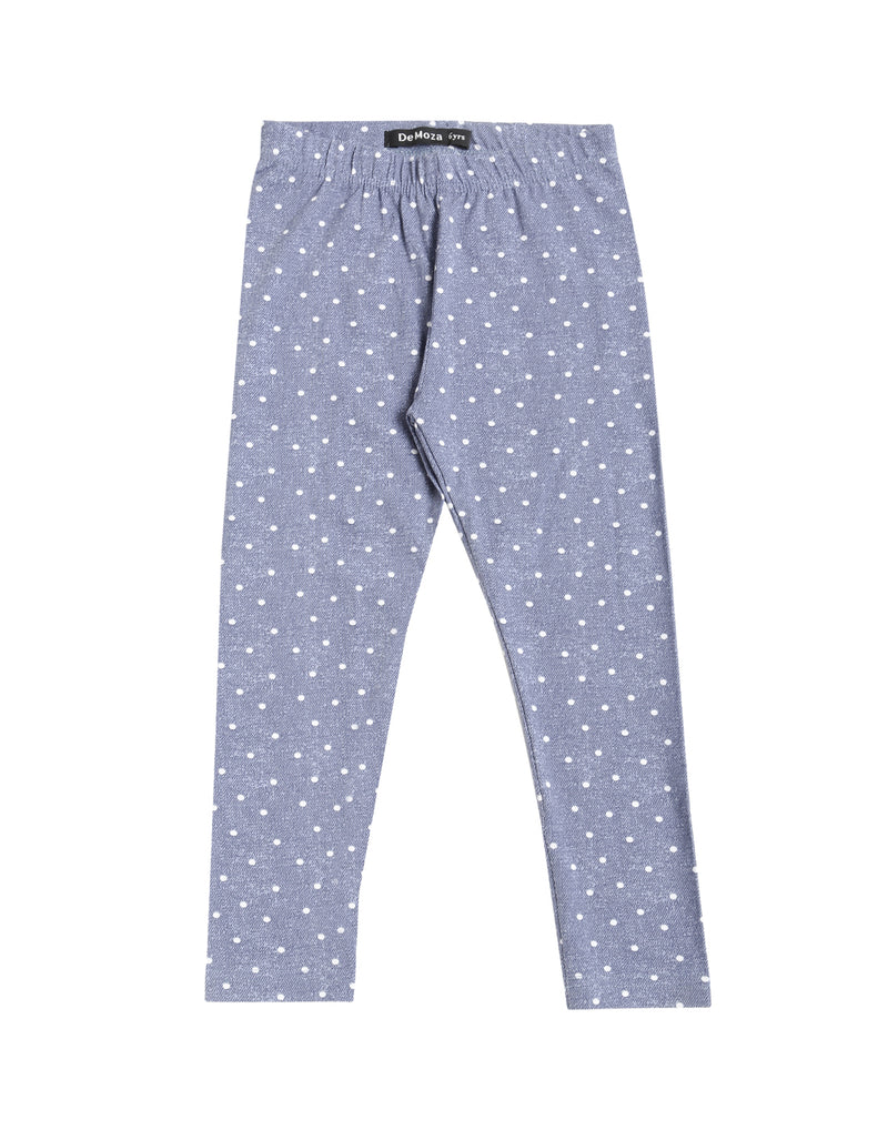 De Moza Kids - Girls Printed Ankle Length Leggings Cotton Indigo Blue - De Moza (4464289480767)