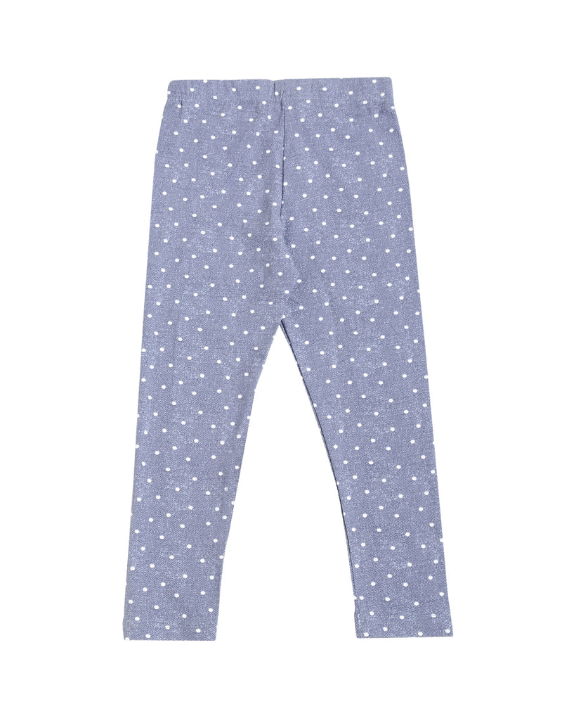 De Moza Kids - Girls Printed Ankle Length Leggings Cotton Indigo Blue - De Moza (4464289480767)