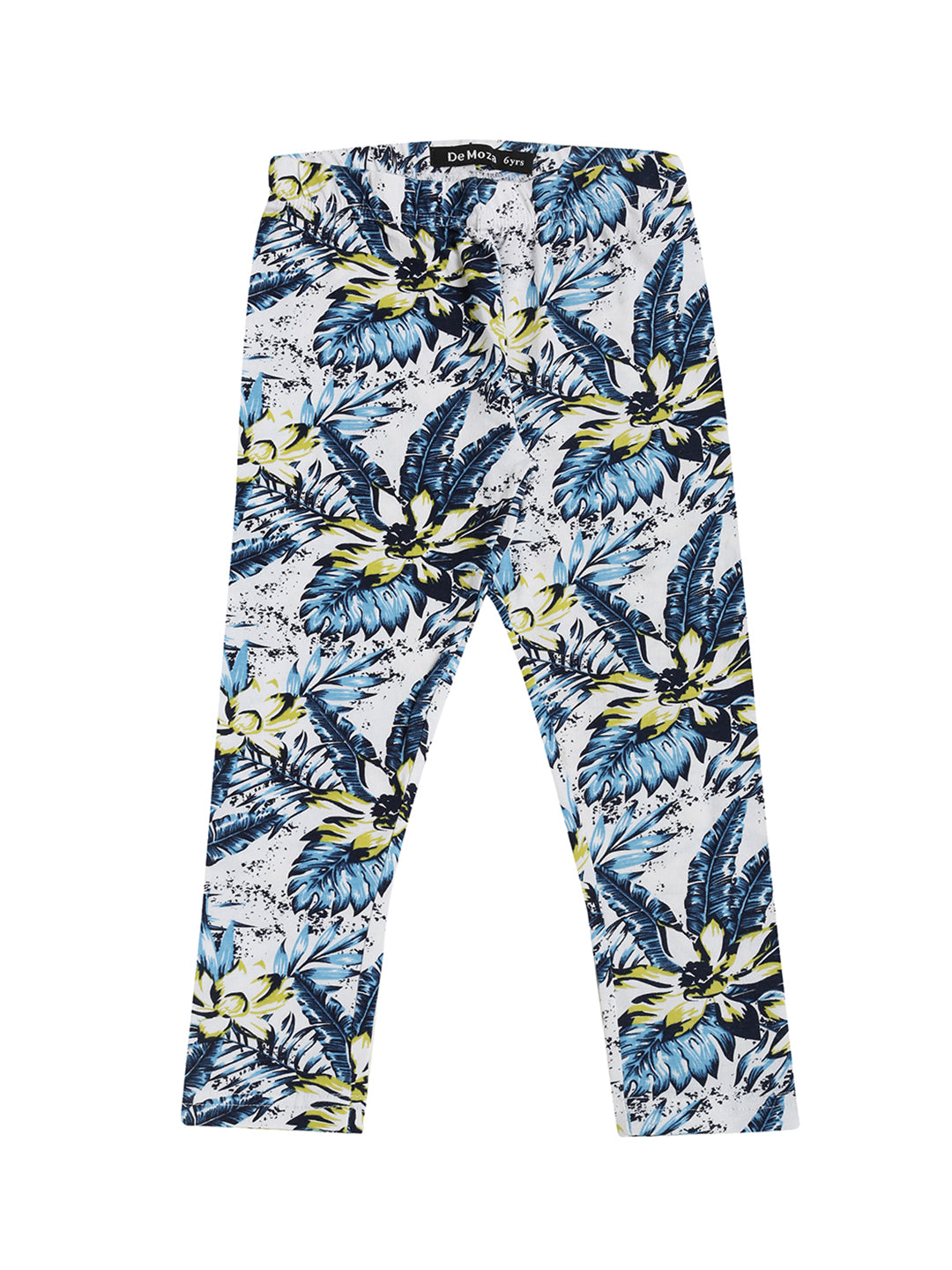 De Moza Kids - Girls Printed Ankle Length Leggings Cotton Light Blue - De Moza (4464289546303)