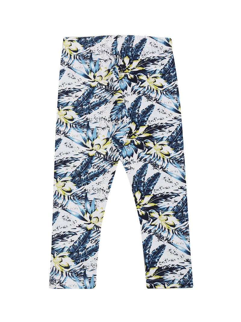 De Moza Kids - Girls Printed Ankle Length Leggings Cotton Light Blue - De Moza (4464289546303)