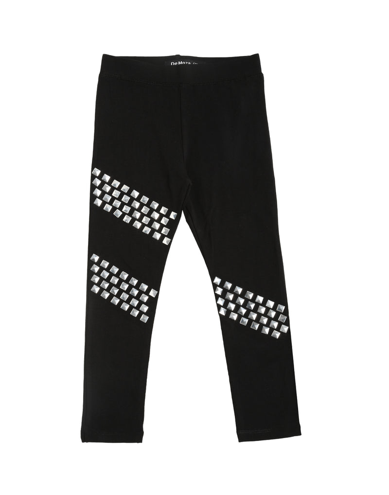 De Moza Kids - Girls Ankle Length Leggings Stud Cotton Black - De Moza (4465230938175)