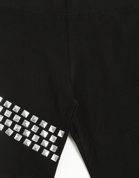 De Moza Kids - Girls Ankle Length Leggings Stud Cotton Black - De Moza (4465230938175)