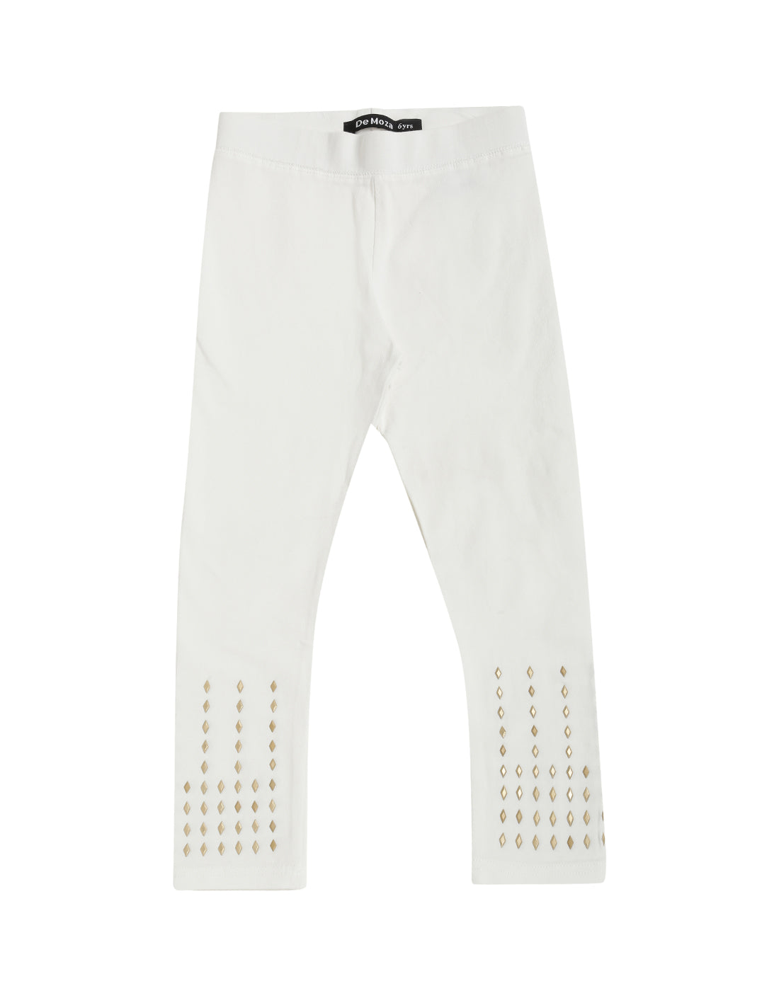 De Moza Kids - Girls Ankle Length Leggings Stud Cotton Offwhite - De Moza (4464288563263)
