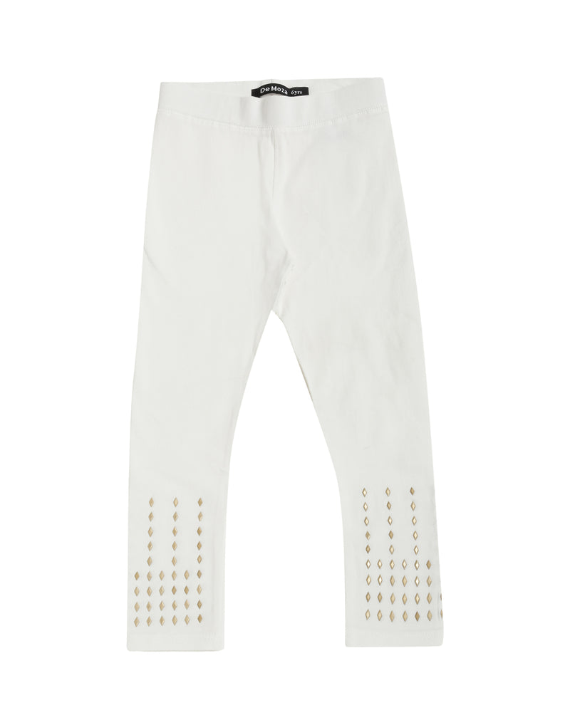 De Moza Kids - Girls Ankle Length Leggings Stud Cotton Offwhite - De Moza (4464288563263)