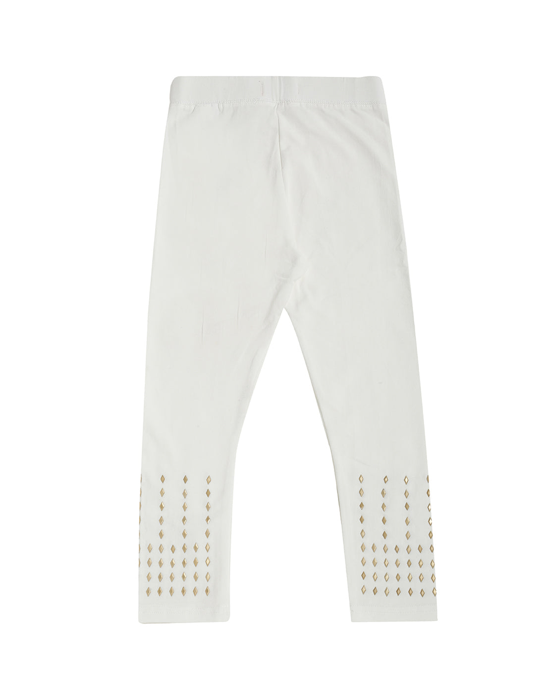 De Moza Kids - Girls Ankle Length Leggings Stud Cotton Offwhite - De Moza (4464288563263)