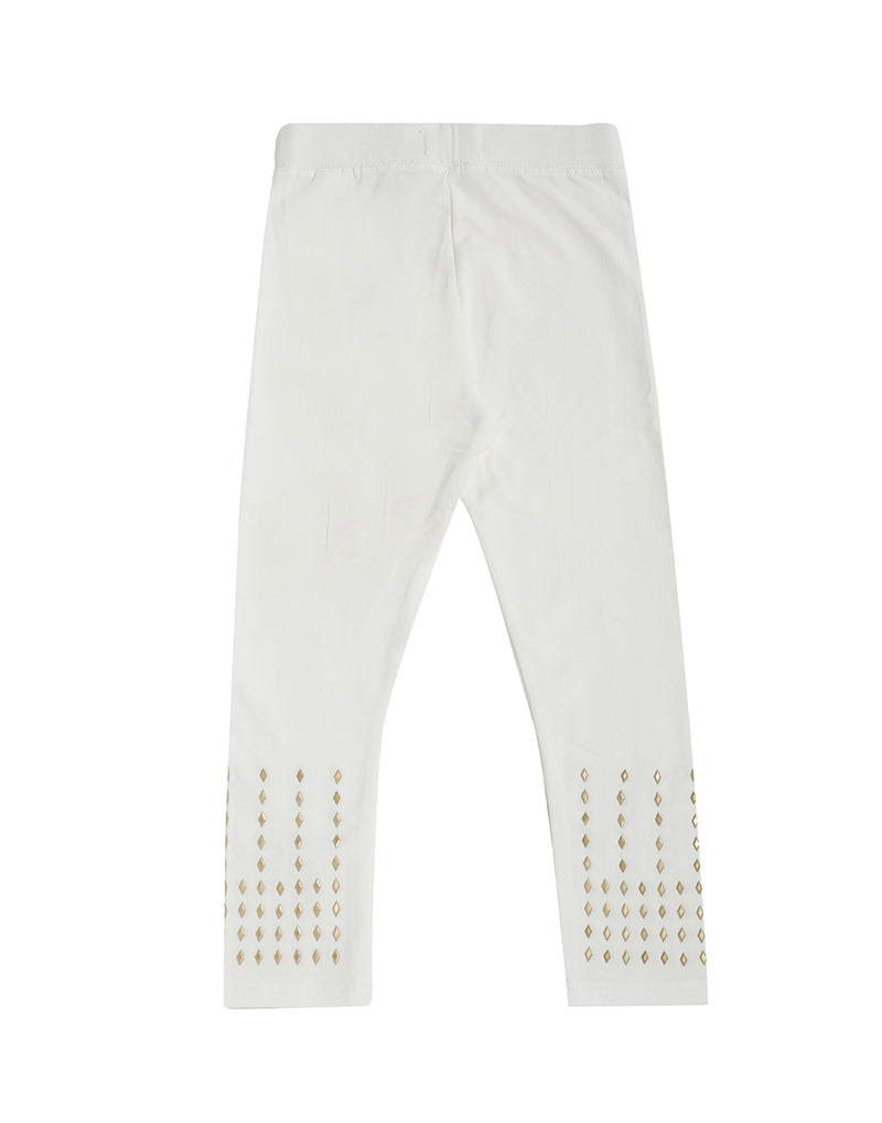 De Moza Kids - Girls Ankle Length Leggings Stud Cotton Offwhite - De Moza (4464288563263)