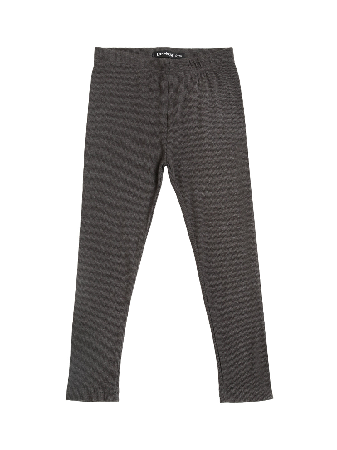 De Moza Kids - Girls Ankle Length Leggings Solid Cotton Anthra Melange - De Moza (4464289579071)