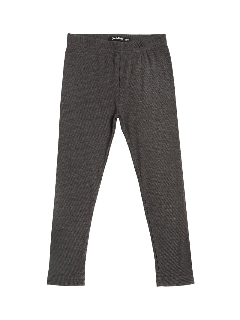 De Moza Kids - Girls Ankle Length Leggings Solid Cotton Anthra Melange - De Moza (4464289579071)