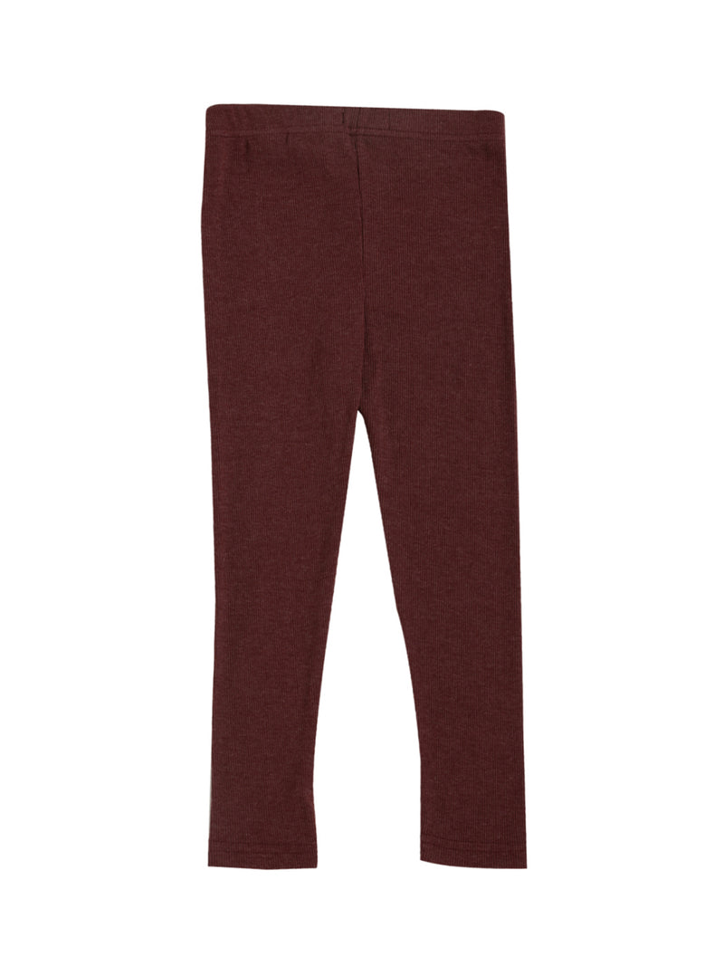 De Moza Kids - Girls Ankle Length Leggings Solid Cotton Maroon Melange - De Moza (4464289611839)