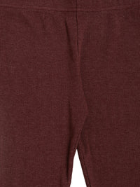 De Moza Kids - Girls Ankle Length Leggings Solid Cotton Maroon Melange - De Moza (4464289611839)