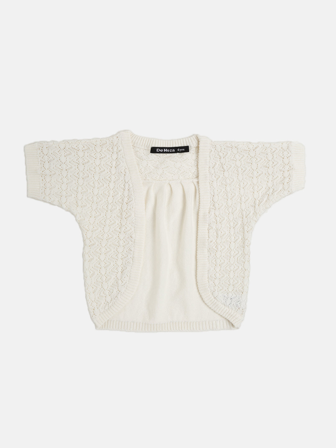 Kids - Girls Cotton Shrug Offwhite - De Moza (1632876494911)