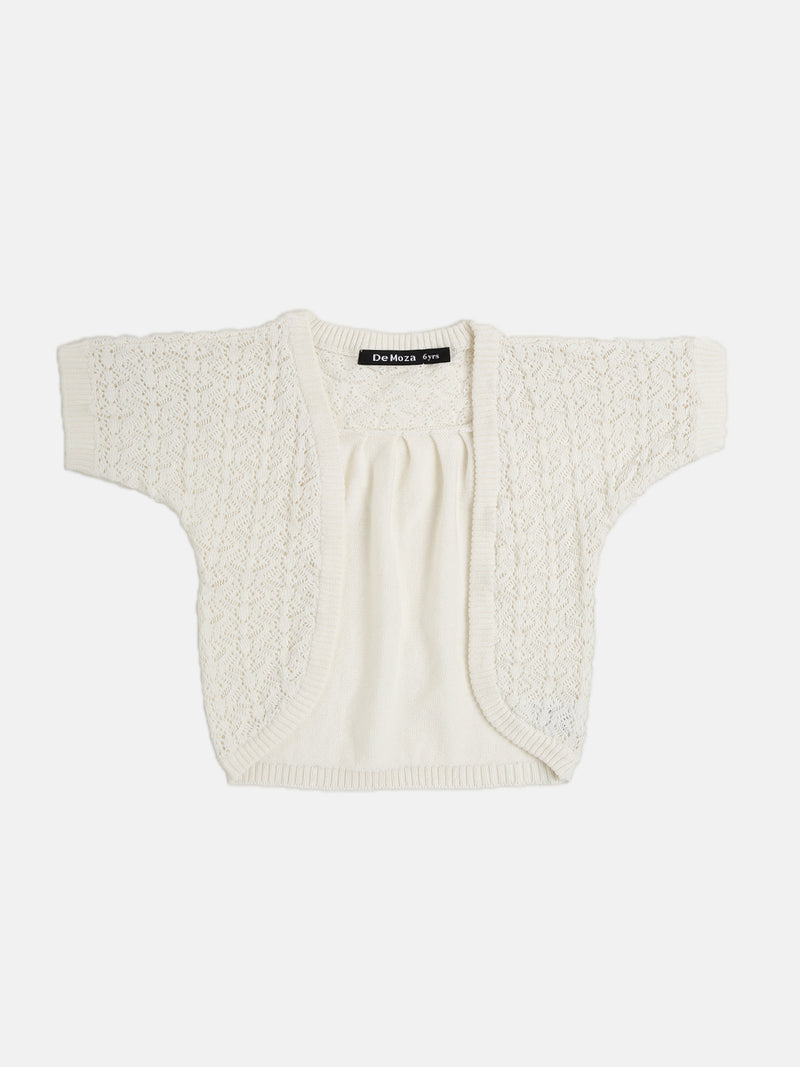 Kids - Girls Cotton Shrug Offwhite - De Moza (1632876494911)