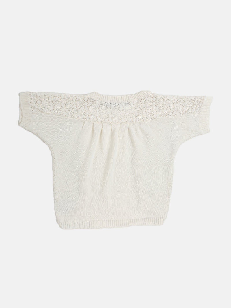 Kids - Girls Cotton Shrug Offwhite - De Moza (1632876494911)