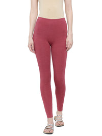 De Moza Ladies Ankle Length Leggings Maroon Melange - De Moza (11189433870)