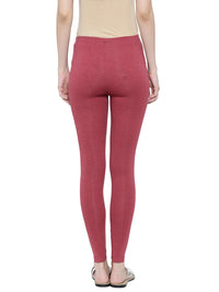 De Moza Ladies Ankle Length Leggings Maroon Melange - De Moza (11189433870)