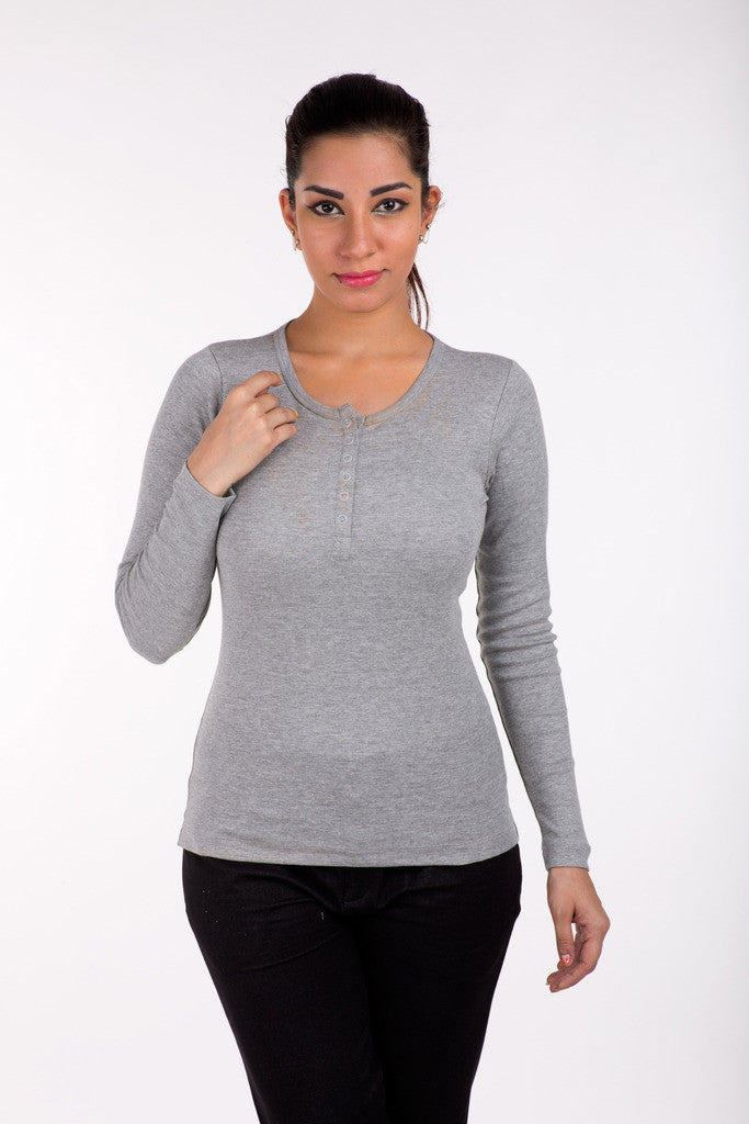 De Moza- Ladies Grey Melange Top - De Moza (8200343875)