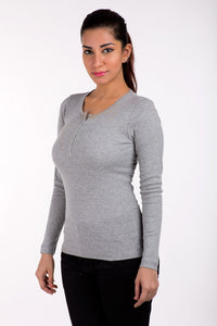 De Moza- Ladies Grey Melange Top - De Moza (8200343875)