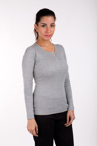 De Moza- Ladies Grey Melange Top - De Moza (8200343875)