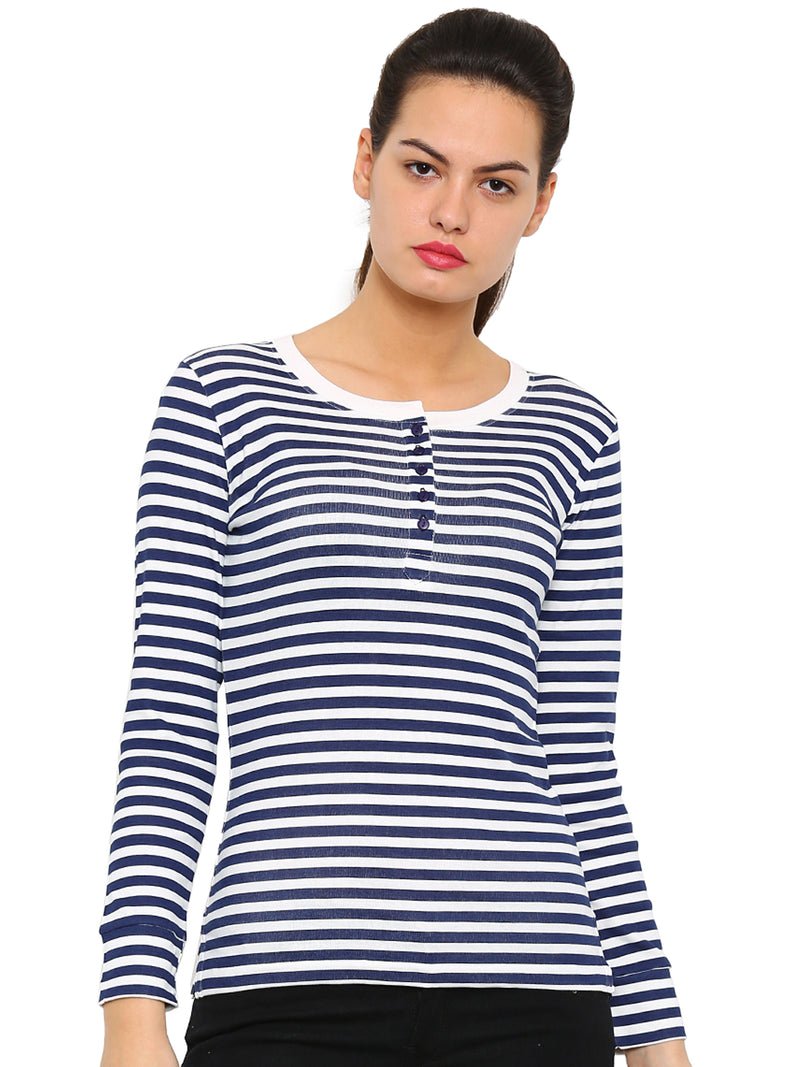 De Moza Women's Full Sleeve Tops Printed Cotton Offwhite - De Moza (4465227268159)