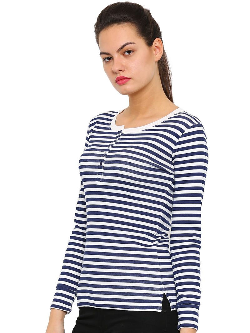 De Moza Women's Full Sleeve Tops Printed Cotton Offwhite - De Moza (4465227268159)