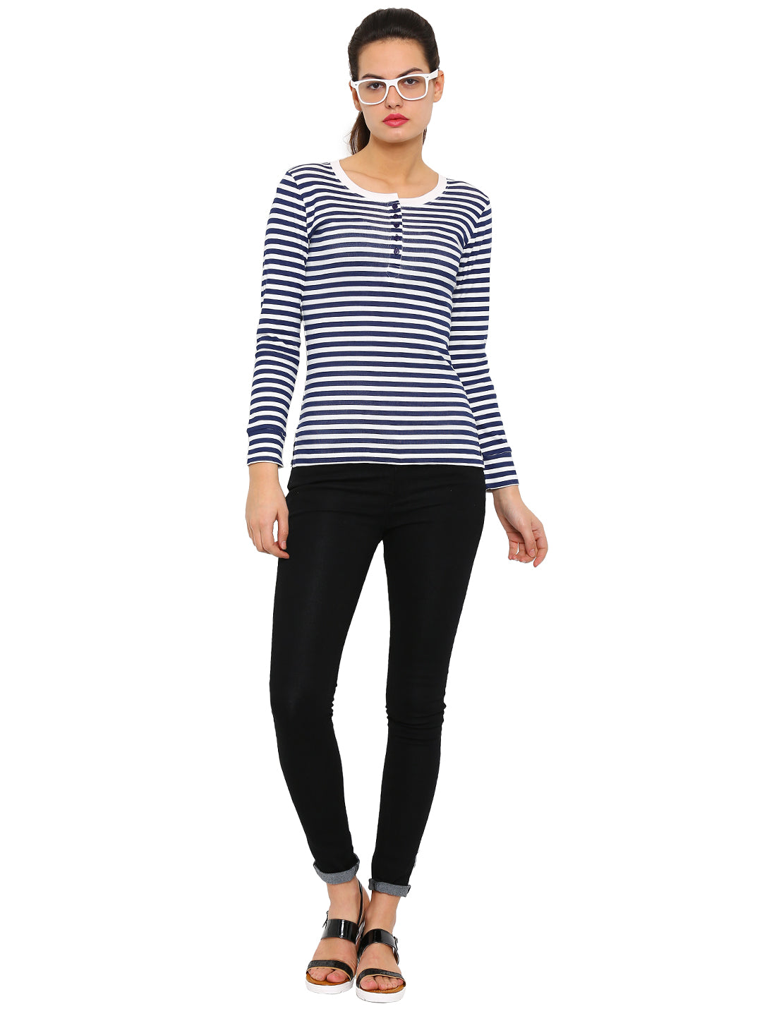 De Moza Women's Full Sleeve Tops Printed Cotton Offwhite - De Moza (4465227268159)