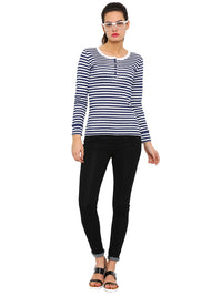 De Moza Women's Full Sleeve Tops Printed Cotton Offwhite - De Moza (4465227268159)