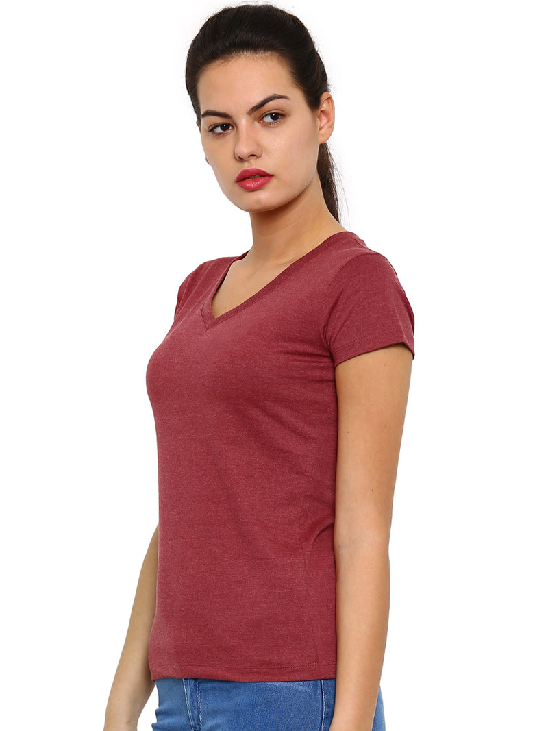 De Moza- Ladies Maroon Melange Top - De Moza (8200345091)