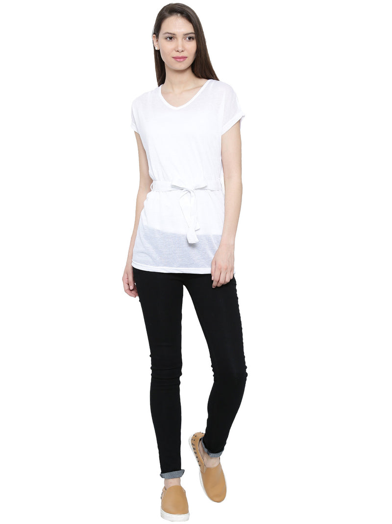 De Moza- Ladies Half Sleeve White Top - De Moza (11189430990)