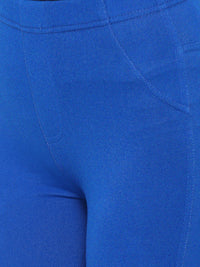 De Moza Women's Knit Bottom Jeggings Solid Cotton Lycra Cobalt - De Moza (4474999373887)