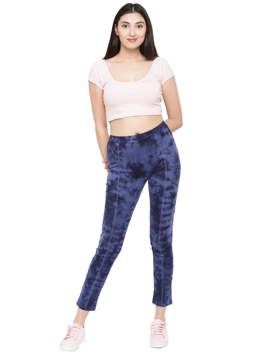 De Moza- Ladies Die & Dye Indigo Blue Knitted Jeggings - De Moza (1597475094591)