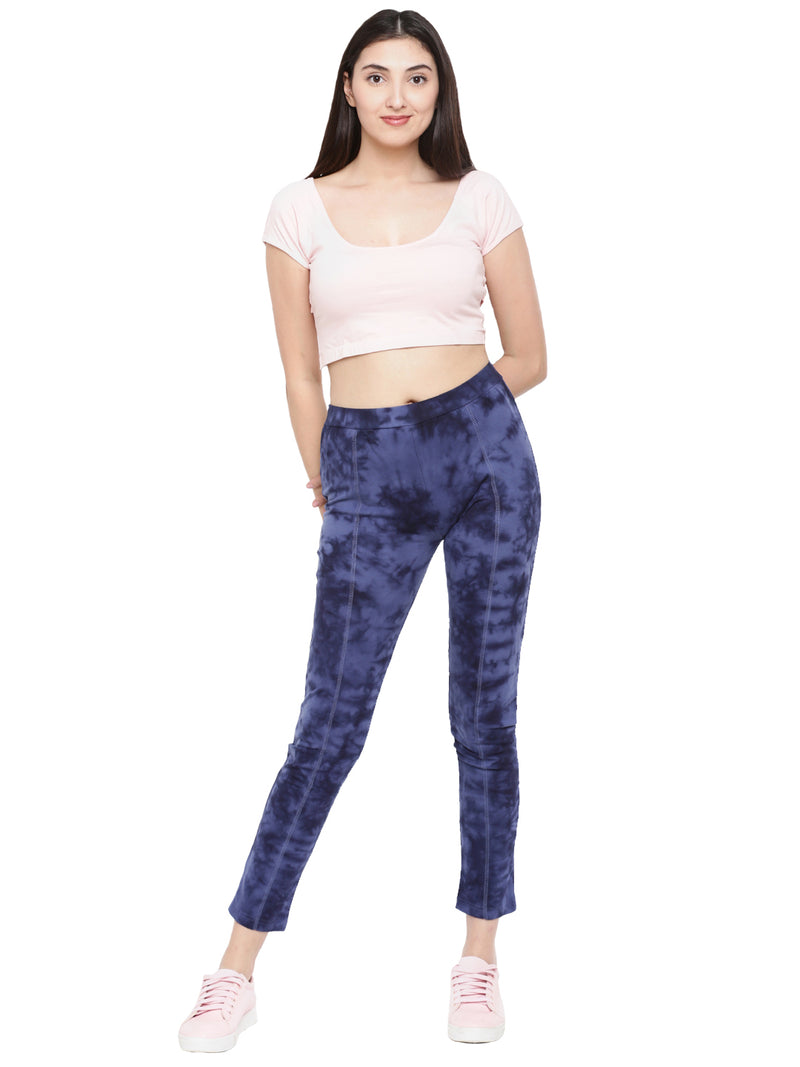 De Moza- Ladies Die & Dye Indigo Blue Knitted Jeggings - De Moza (1597475094591)
