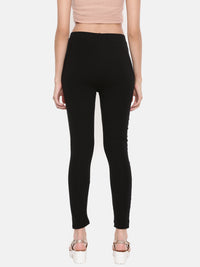 De Moza Women's Jegging Knit Bottom Solid Cotton Black - De Moza (4474999603263)