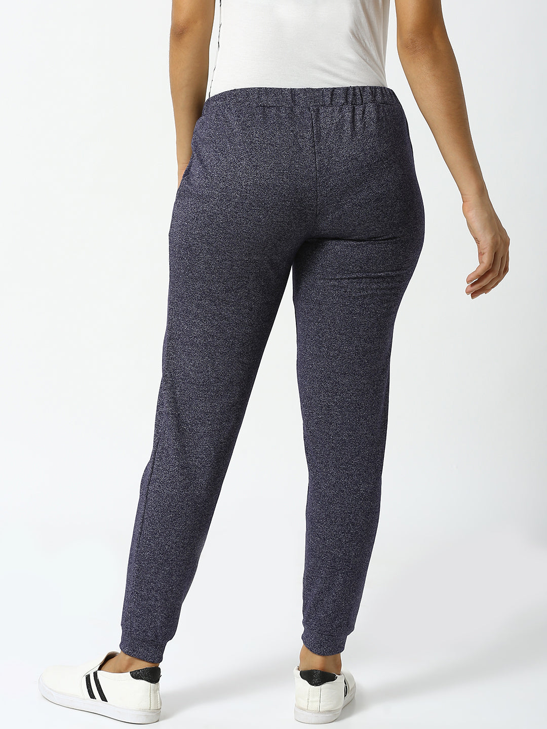 De Moza Women's Jogger Knit Bottom Solid Cotton Navy Blue - De Moza (4464288071743)