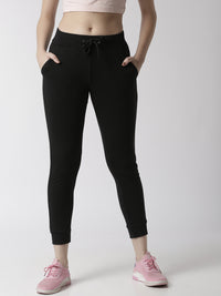 De Moza Women's Jogger Knit Bottom Solid Cotton  Black - De Moza (4470436200511)