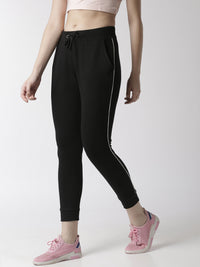De Moza Women's Jogger Knit Bottom Solid Cotton  Black - De Moza (4470436200511)