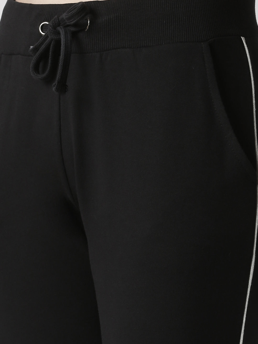 De Moza Women's Jogger Knit Bottom Solid Cotton  Black - De Moza (4470436200511)